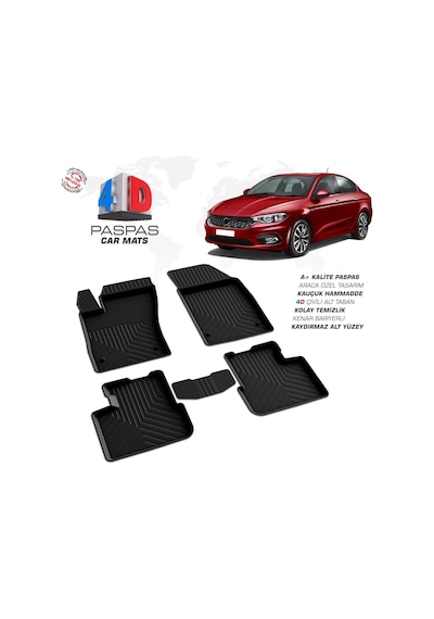 Fiat Egea Sd 4d Araca Özel Havuzlu Kauçuk Paspas Siyah