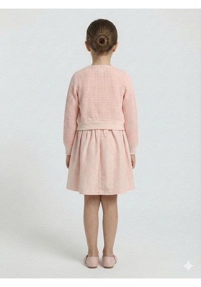 Xo Kids Kız Çocuk Elbise + Bolero 6-9 Yaş 52124 Pudra