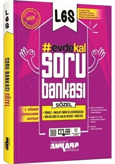 Lgs 1 Dönem Evde Kal Sözel Soru Bankası Ankara Yayınları
