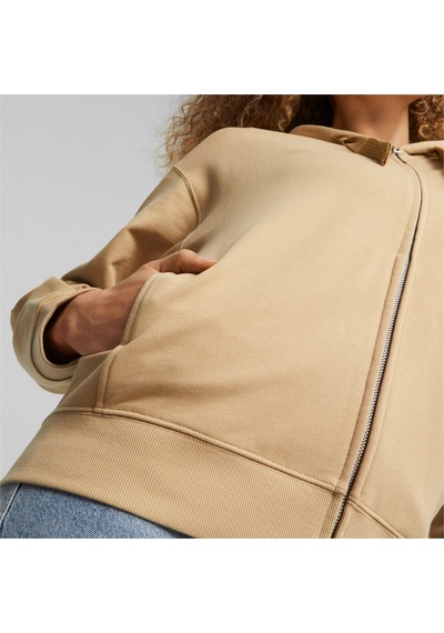 Puma Her Terry Fermuarlı Kadın Kapüşonlu Sweatshirt 676003 84 Bej