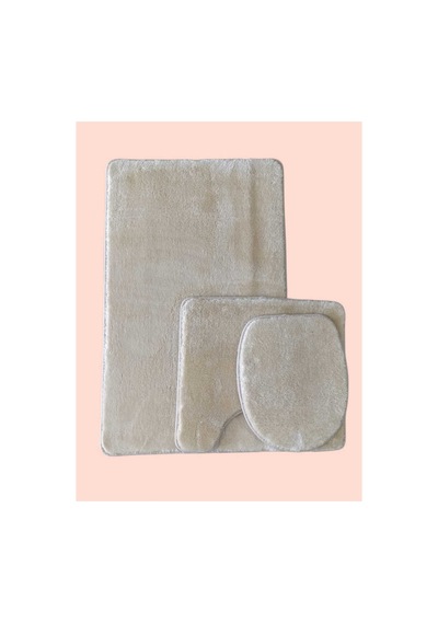 Aurora Brilliant Banyo Paspası 3lü Klozet Takımı Klozet Seti Pufyy Kalın Ürün 60x100 / 50x54 / 34x47 Kaymaz Taban Bej