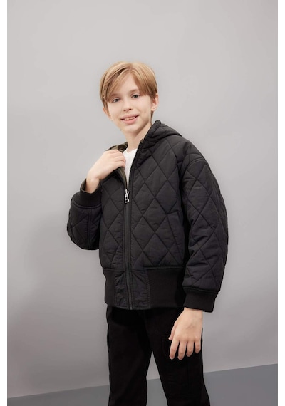 DeFacto Erkek Çocuk Çift Taraflı Kapüşonlu Mont D1004A824AUBK27
