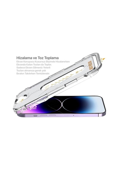 Apple İphone 14 Plus Uyumlu Ekran Koruyucu Tam Kaplayan Cam Otomatik Hizalamalı Toz Önleyici