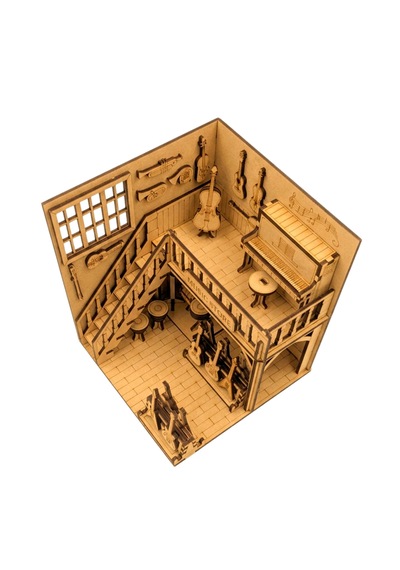 Müzik Dükkanı Ahşap Maket Seti Dıy Miniatür Müzik Mağazası Peri Led'li 3d Puzzle