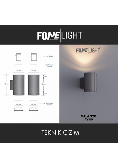Gala Alüminyum Tek Yönlü Duvar Apliği - 11 Cm Kompakt Tasarım - Antrasit Gri Ip65 Su Geçirmez Dış Mekan Aydınla
