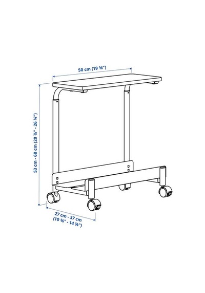 Ikea Lånespelare Tekerlekli Bilgisayar Kasa Taşıyıcı, Siyah, 50x27 Cm