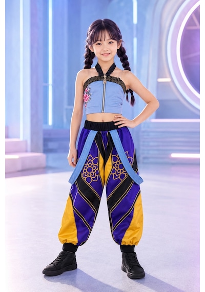 Toyfest Kpop Demon Hunters Zoey İblis Avcıları 2 Parçalı Parti Kostümü Çok Renkli