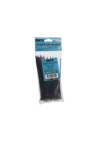 Siyah 3.6x150mm Plastik Cırt Kelepçe 100pcs Standart