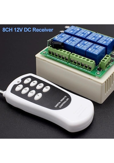 8ch Alıcı Anahtarı Röle Modülü Dc 12v 24v 433mhz Denetleyici Ve 8 Kanal Uzaktan Kumanda Verici