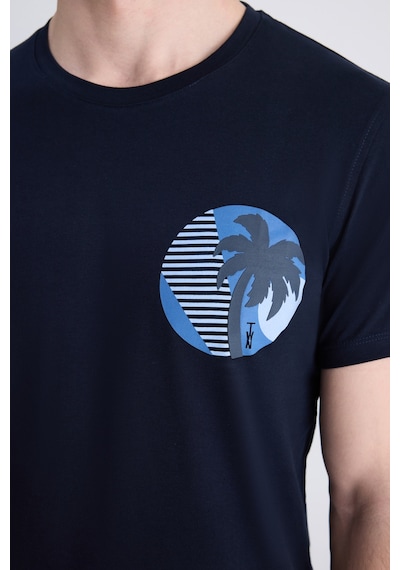 Twn Slim Fit Lacivert Petek Örgü %100 Pamuklu T-shirt 4ec1438311202 101