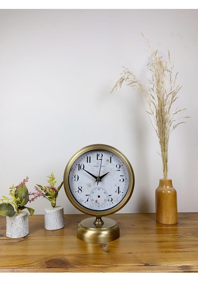 Eskitme Metal Masa Saati 25 20 Cm Renkli