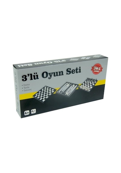 3'lü Oyun Seti Dama, Tavla, Satranç