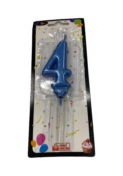 4 Yaş Açık Mavi Rakam Mum
