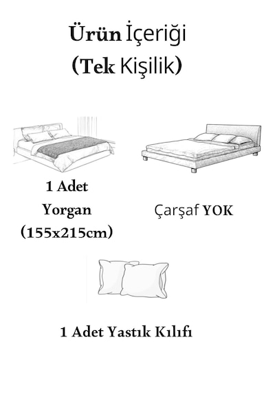 Veloria Pamuklu Çift Taraflı Desenli Wellsoft Tek Kişilik Yorgan Seti Açık Gri