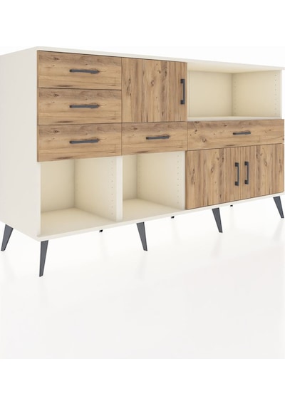 Kronos Konsol 2 Raflı 5 Çekmeceli 3 Kapaklı 176x59x99 Aytaşı-çam Aytaşı-çam