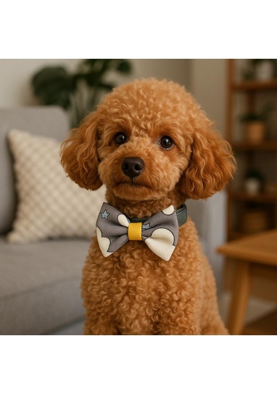 Ayarlanabilir Kedi Köpek Papyonu - Bulut Desen L