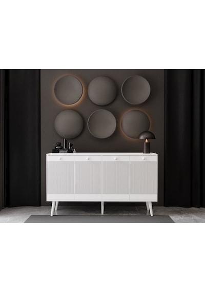 Melura Konsol 160 Cm %100 Mdf Lake Ahşap Ayaklı Beyaz