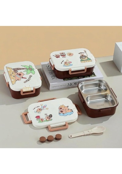 Vagonlife Bento 600ml Lunchbox Capybara Desenli Tek Katlı 2 Bölmeli Paslanmaz Çelik Sefer Tası Yemek Kutusu Bahçe Çok Renkli Vagonlife Bento 600ml Lunchbox Capybara Desenli Tek Katlı 2 Bölmeli Paslanmaz Çelik Sefer Tası Yemek Kutusu Bahçe Çok Renkli
