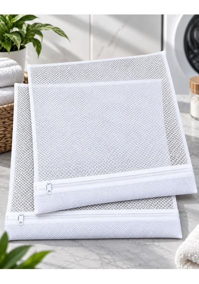 Ayakkabı Yıkama Filesi 38x38 Cm Fermuarlı Maxi Boy Ayakkabı Koruma Torbası 1 Adet Yıkama Filesi Beyaz