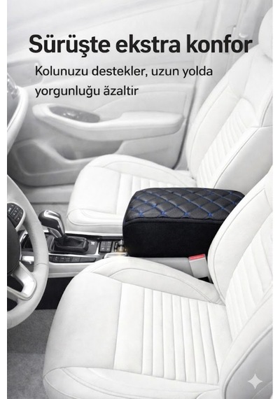 Ecarteks Sünger Kolçak Ve Boyun Yastığı Seti Mavi Dikişli Siyah Universal Oto Aksesuar