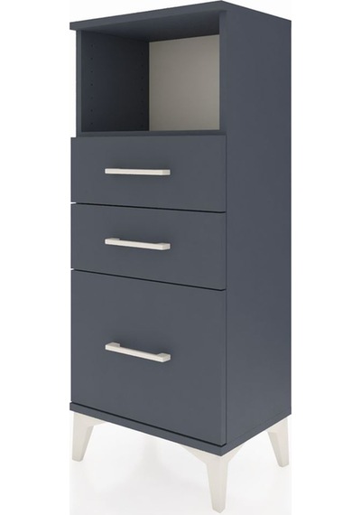 Arges Komodin Tek Raflı 3 Çekmeceli 44x30x106 Antrasit-antrasit Antrasit