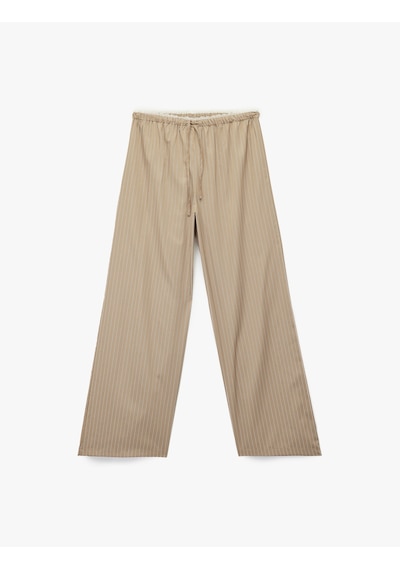 Koton Rahat Kalıp Beli Dantelli Beli Bağcıklı Pijama Altı Kahverengi Çizgili 6wlk50030mw Kahve Çizgili