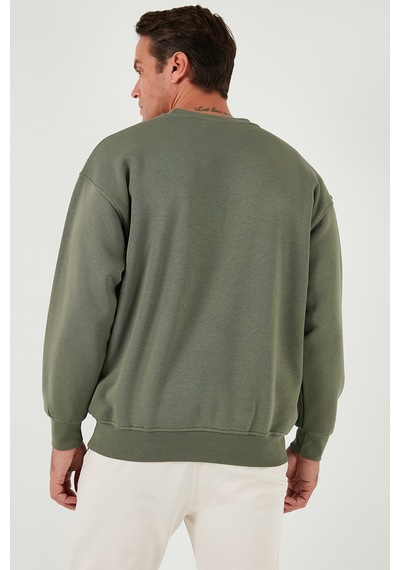 Buratti Regular Fit Bisiklet Yaka Pamuklu Içi Tüylü Yumuşak Şardonlu Erkek Sweat 5905255 Haki