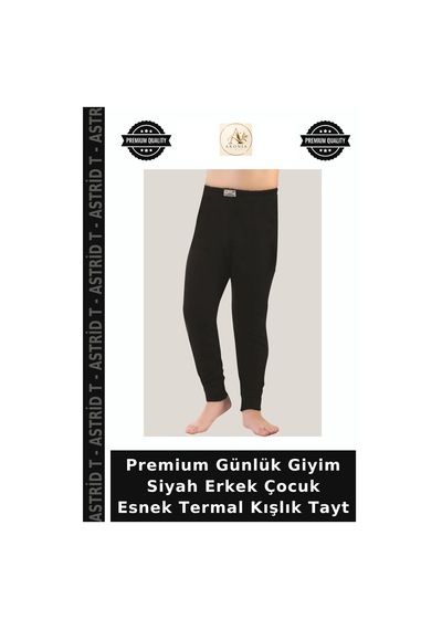 Astrid T Premium Günlük Giyim Siyah Erkek Çocuk Esnek Termal Kışlık Tayt