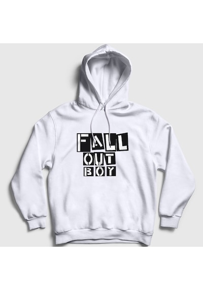 Presmono Unisex Boxes Fall Out Boy Kapüşonlu Sweatshirt Beyaz