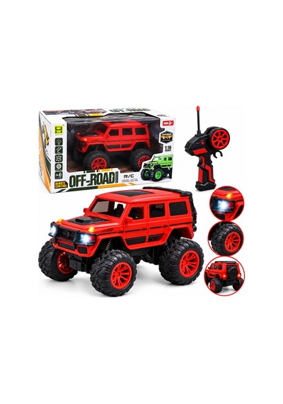 Uzaktan Kumandalı Işıklı Off Road Jeep 4 Yön Kontrollü Büyük Tekerlekli Rc Araç - Kırmızı