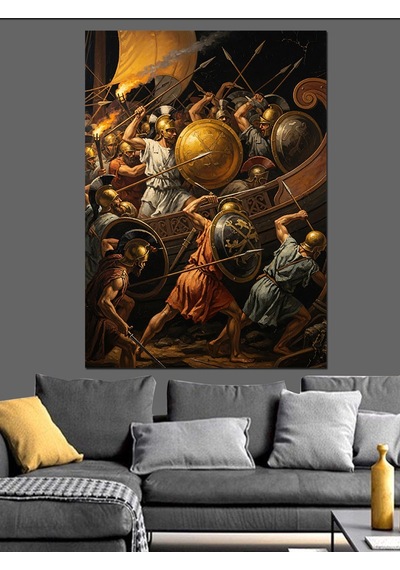 Ahşap Tablo Roma Savaş Meydanı Sahnesi
