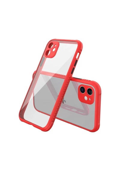 Newface Apple İphone 12 Mini Kılıf Miami Şeffaf Silikon - Kırmızı