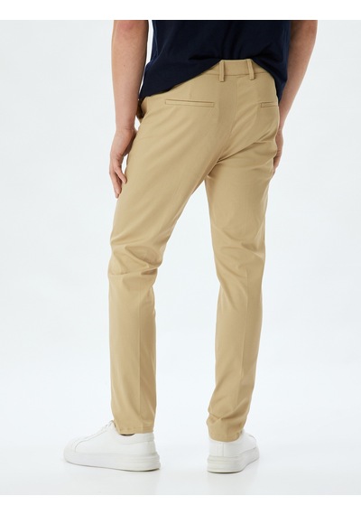 Koton Chino Pantolon Slim Fit Cep Detaylı Pamuklu Bej 5wam40037hw Ekru