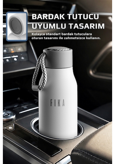 Neoflam Fika Rento Sızdırmaz Vidalı Kapaklı Geniş Ağızlıklı Kolay Taşınabilir Çelik Termos 600 Ml Beyaz
