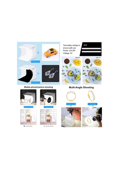 Puluz Pu5029 2 Ledli 23x24cm İki Fonlu Çantalı Fotograf Ürün Çekim Çadırı Kutusu Light Box