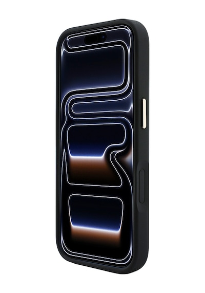 Apple iPhone Uyumlu 18 Pro Max Kılıf Guess  Lisanslı M-safeli Şeritli Peony 4g Ve Yazı Logolu Kapak Siyah