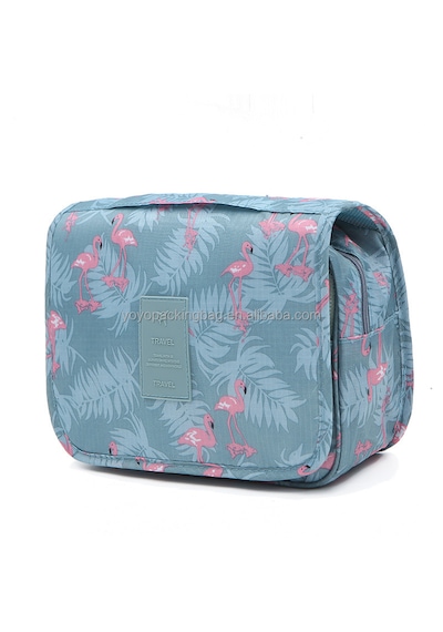 Çok Fonksiyonlu Askılı Makyaj Çantası Flamingo Desen Büyük Boy