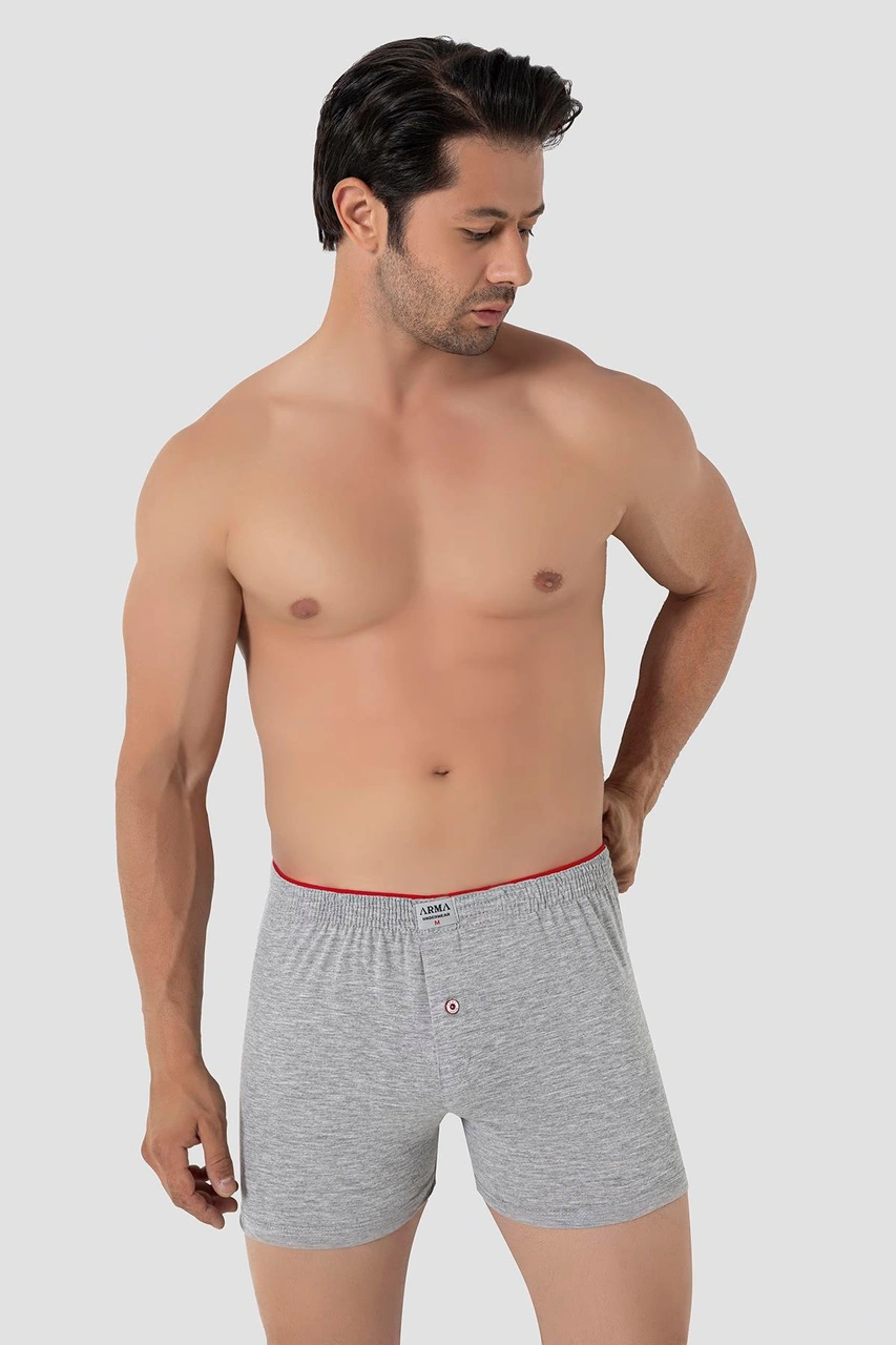 Arma Yıldız 6'lı Paket Gri Erkek Penye Havlu Bel Boxer %100 Pamuk Gri