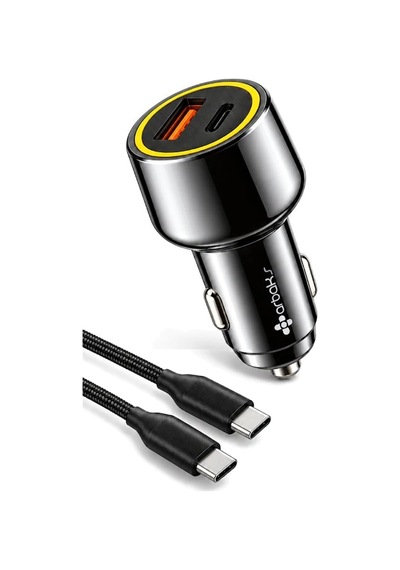 Erdo Ticaret 38w Pd + Usb Araç Şarj Seti + Type-c To Type-c Kablo Siyah Arb-ca07 Erdotıca Standart