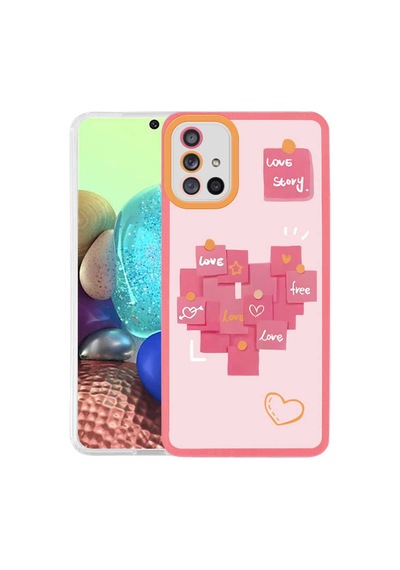 Zore Samsung Galaxy Uyumlu A71 Kılıf Omsy M-fit Desenli Kapak - Love Story No2