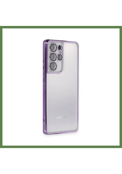 Bezos Samsung Galaxy S21 Ultra Uyumlu Kılıf Lensli Silikon - Mor Hb006