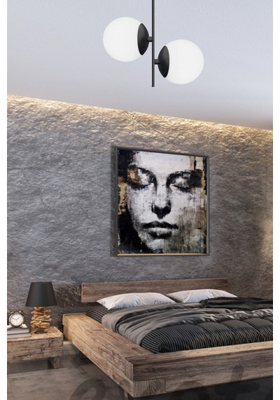 Rudi Modern Plofonyer Gold Kasa Beyaz Camlı Ikili Avize