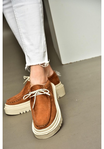 Fox Shoes R294783002 Taba Süet Kadın Ayakkabı 001