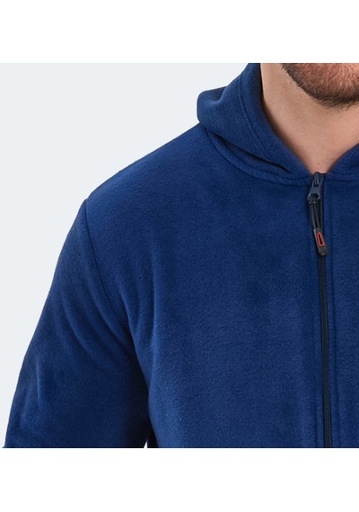 Slazenger SAMSON IN Erkek Fermuarlı Kapüşonlu Cepli Indigo Polar
