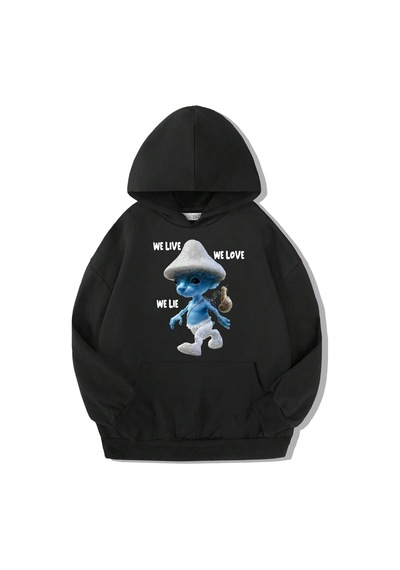 Brz Kids Unisex Çocuk Smurf Cat We Live We Love We Lie Hoodie-siyah Siyah