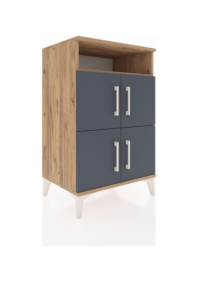 Hyperion Komodin 2 Raflı 4 Kapaklı 60x44x96 Çam-antrasit Çam