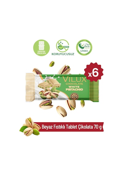 Milat Beyaz Fıstıklı Tablet Çikolata 6 70 G