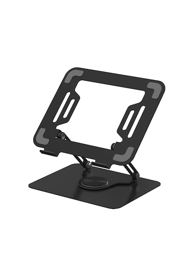 Katlanabilir Ayarlanabilir Alüminyum Laptop Standı, Taşınabilir Ergonomik Notebook Yükseltici, 6 Kademeli Yükseklik Ayarlı, Macbook Tablet Uyumlu, 10-17 İnç, Siyah