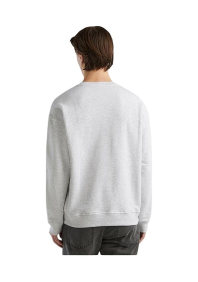 Erkek Açık Gri Melanj Logo Baskılı Sweatshirt