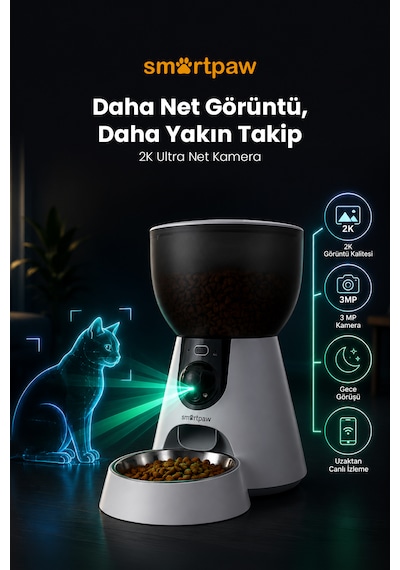 Smartpaw Fresh Feeder Ultra Kameralı Akıllı Otomatik Mama Kabı Distribütör Garantili
